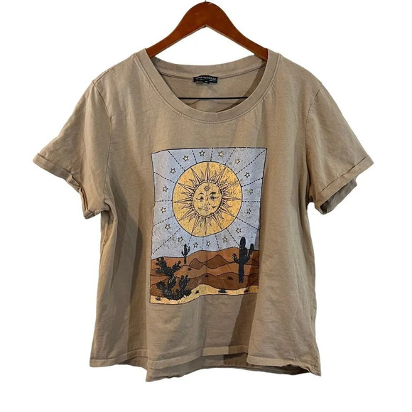 Attitude Not Included Sun T Shirt 1X Desert Graphic Print Stars Cactus Boho Top - Picture 1 of 8